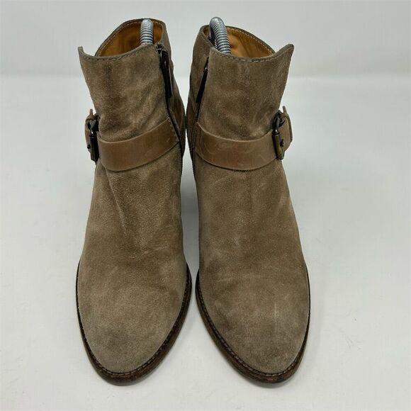 Aquatalia Women's Beige Light Brown Suede Ankle Boots Size 8.5 High Heel - Picture 5 of 13